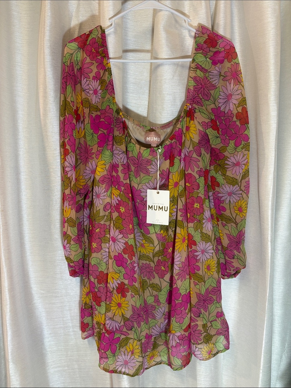 NWT Show Me Your MuMu Briar Mini Dress - Cottagecore Floral Puff Sleeve - Medium - Picture 13 of 15